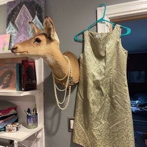 Gold Brocade Sleeveless Dress